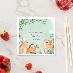 Guardanapo De Papel Animais da Floresta Livro Verde do Chá de fraldas