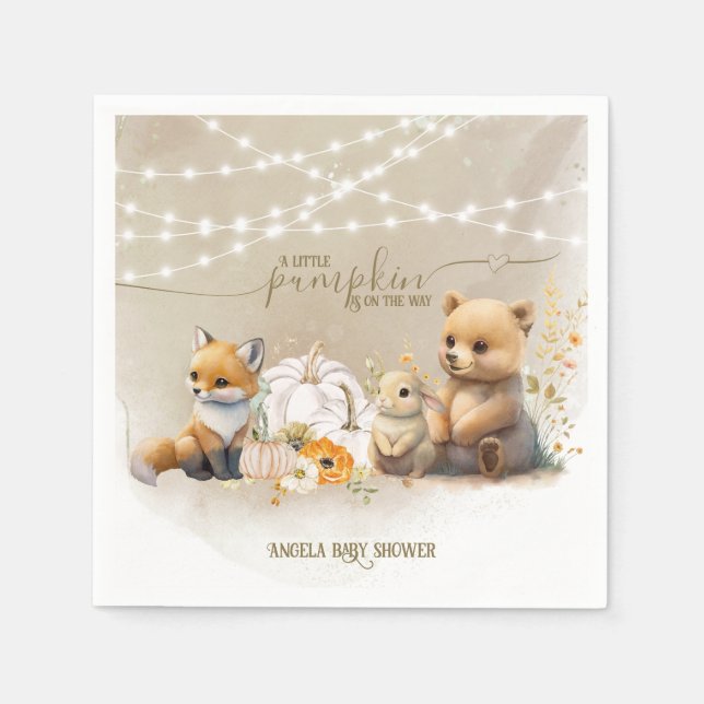 Guardanapo De Papel Animais da Floresta Pumpkin Queda Chá de fraldas F (Frente)