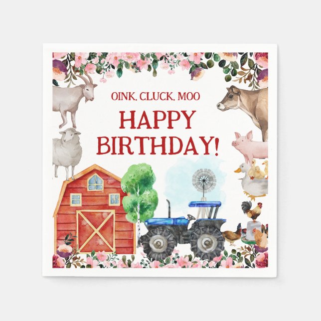 Guardanapo De Papel Animais de Criação Fazenda de Quintal Vermelho (Frente)