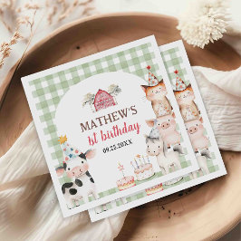 Guardanapo De Papel Animais de Fazenda Fofos de 1º Aniversário