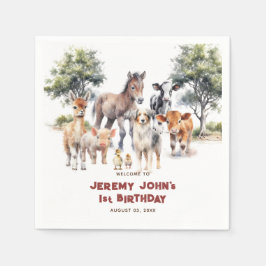 Guardanapo De Papel Animais de fazenda modernos e de festa são bem vin