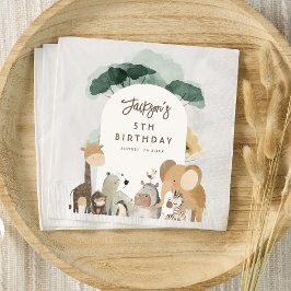 Guardanapo De Papel Animais de festa de aniversário em aquarela