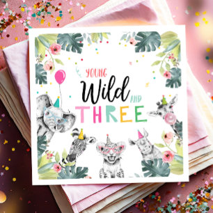 Guardanapo De Papel Animais de festa Safari Girl Young Wild and Three