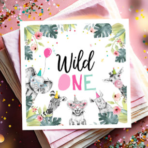Guardanapo De Papel Animais de festa Safari Wild One Girl Primeiro Ani