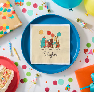 Guardanapo De Papel Animais de Festa Tigre, Pinguim, Hipopótamo Aniver