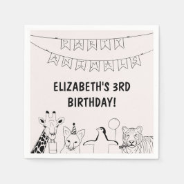 Guardanapo De Papel Animais de festas desenhados à mão