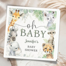 Animais de Safári na Floresta Baby Shower Oh Bebê