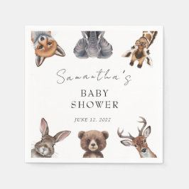 Guardanapo De Papel Animais de safari na floresta para chá de bebê