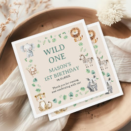Guardanapo De Papel Animais de Safari Selvagem na Selva Aniversário
