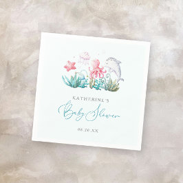 Guardanapo De Papel Animais Do Oceano Sob O Chá de fraldas Do Menino D