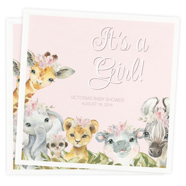 Guardanapo De Papel Animais Doces da Savana Chá de Bebê (You can change the text and background color.)