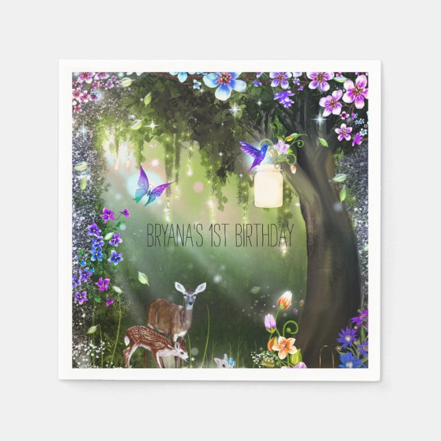 Guardanapo De Papel Animais encantados da floresta de fantasia (Frente)