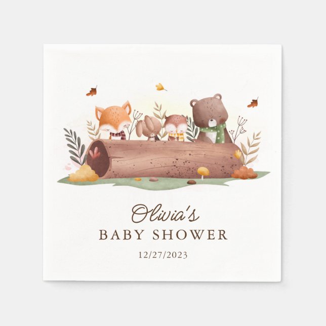 Guardanapo De Papel Animais florestais adoráveis (Frente)
