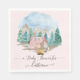 Guardanapo De Papel Animais Florestais Vivos Ursos Chá de fraldas Rosa