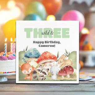 Guardanapo De Papel Animais Fofos da Floresta Aniversário de 3 anos