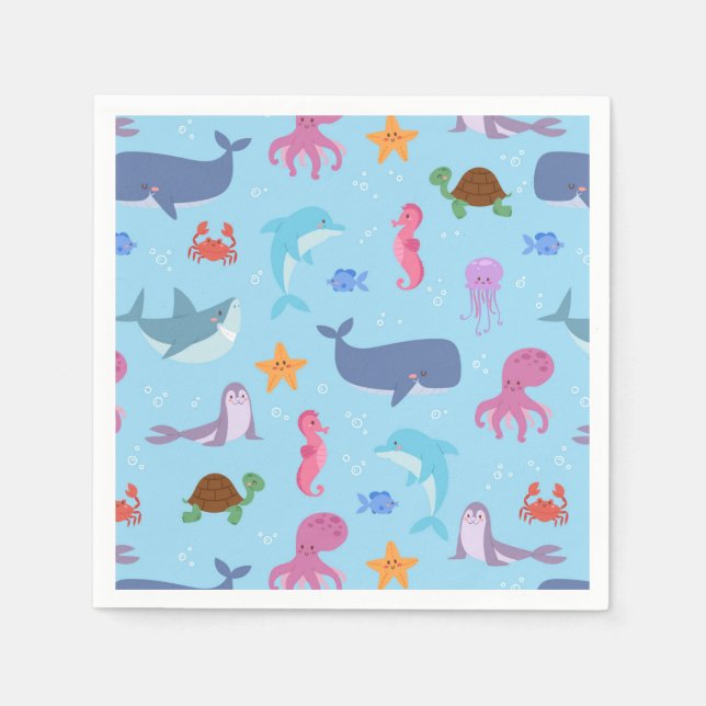 Guardanapo De Papel Animais Marinhos (Frente)