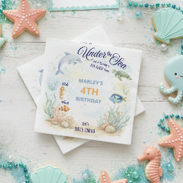 Guardanapo De Papel Animais Marinhos da Praia de Aniversário Submarino