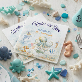 Guardanapo De Papel Animais Marinhos do Fundo do Mar Aniversário de Po