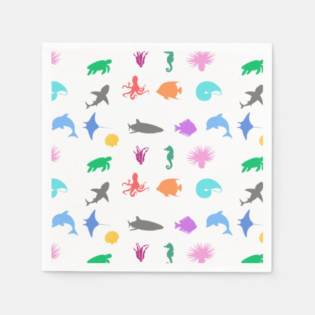 Guardanapo De Papel Animais marinhos padronizados (Frente)