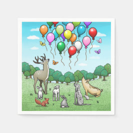 Guardanapo De Papel Animais Observam os Balões