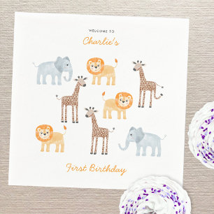 Guardanapo De Papel Animais Safari Cute Personalizados primeiro aniver