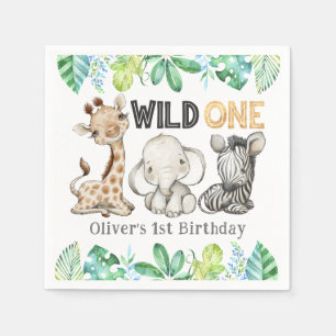 Guardanapo De Papel Animais Safari Doce Selvagens Um Aniversário Napki