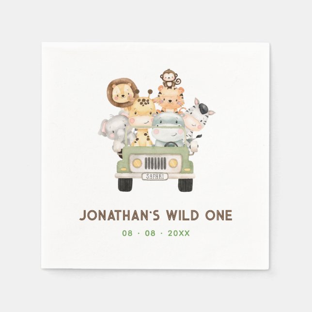 Guardanapo De Papel Animais Safari Napkins - Garoto 1 rua Selvagem Um  (Frente)