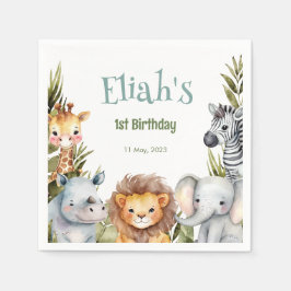 Guardanapo De Papel Animais Safari Selvagens Um primeiro aniversario