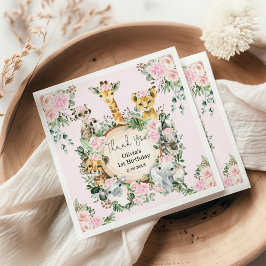 Guardanapo De Papel Animais Selvagens De Safari Rosa Fresco, Favores D