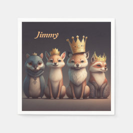 Guardanapo De Papel Animais selvagens e bonitos vestindo coroas