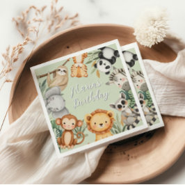 Guardanapo De Papel Animais Selvagens Tropicais de Pastel, Uma Selva S