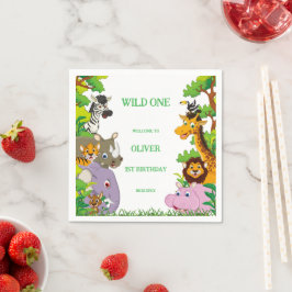 Guardanapo De Papel Animais Selvagens Uma Selva Selvagem - Safari Verd