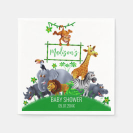 Guardanapo De Papel Animais Selvagens Uma Selva verde safari inverno