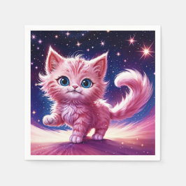 Guardanapo De Papel Animal cósmico gato rosa felino estilo moderno