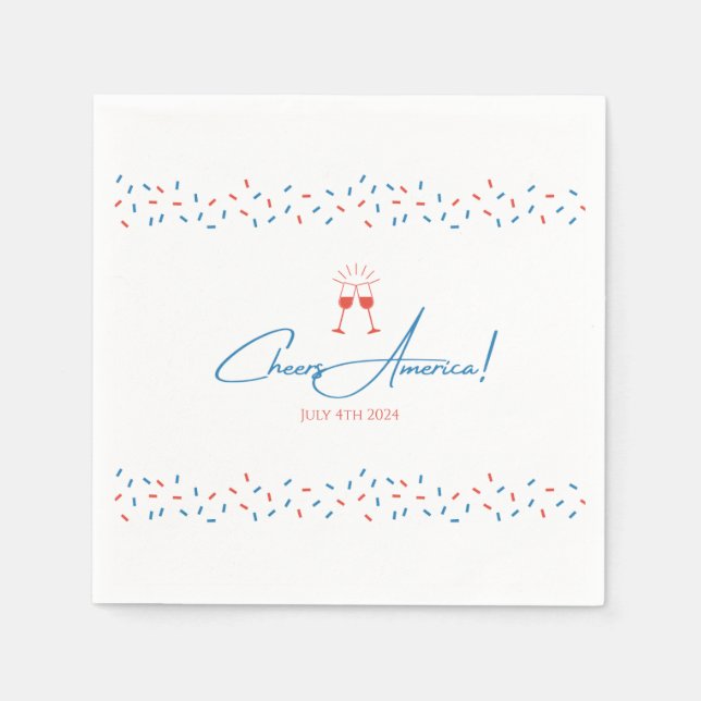 Guardanapo De Papel Anime a América! - Quarto Cocktail Napkins, julho (Frente)