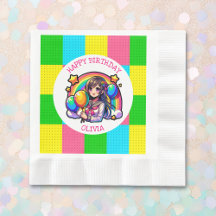 Anime Girl Colorful Pop Art Birthday Personalizado