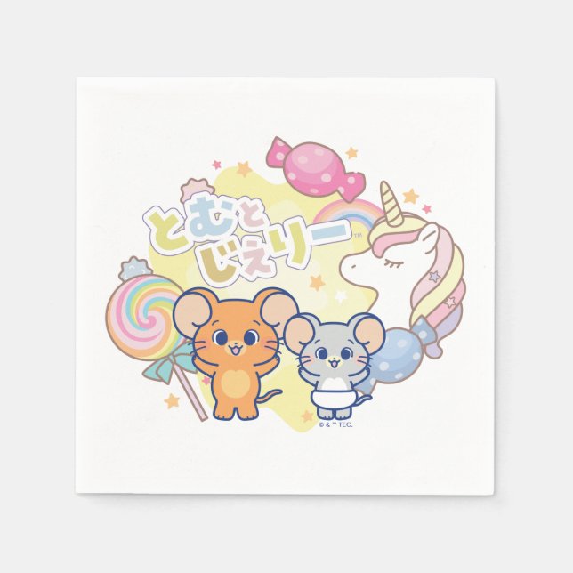 Guardanapo De Papel Anime Magical Candyland com Jerry e Tuffy (Frente)