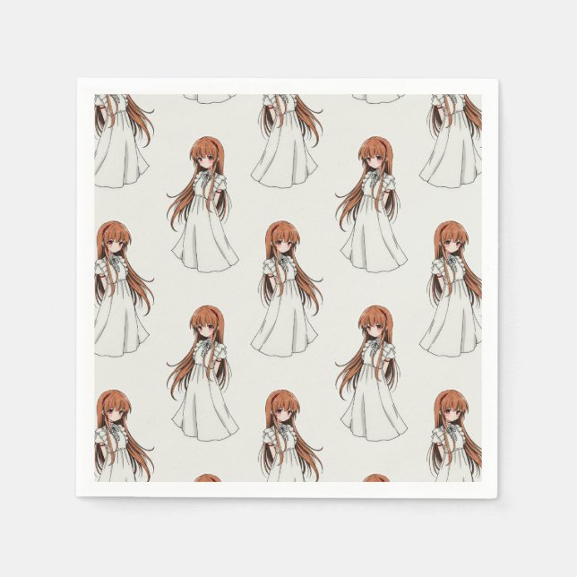 Guardanapo De Papel Anime Weeb Girl Manga Pattern Design (Frente)
