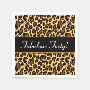 Guardanapo De Papel Aniversário 40 A10 fabuloso do leopardo preto