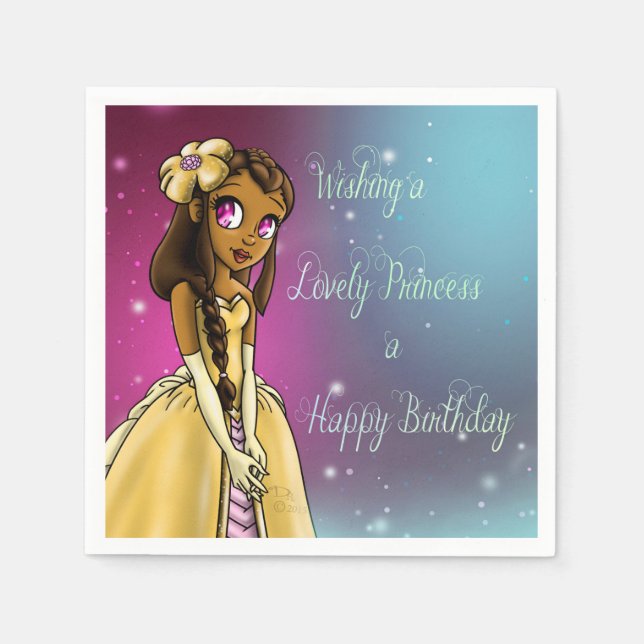 Guardanapo De Papel Aniversário adorável da Princesa Americana African (Frente)