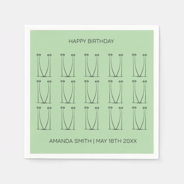 Guardanapo De Papel Aniversário, Árvores de Coco Silhuette Personaliza (Frente)