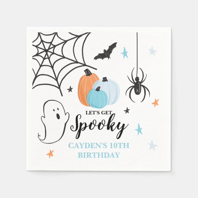 Guardanapo De Papel Aniversário Assustador de Halloween com Abóboras A (Frente)