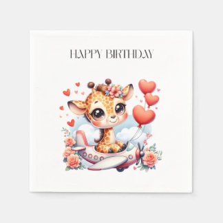Guardanapo De Papel Aniversário Avião Girafa