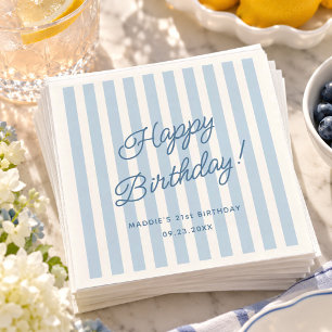Guardanapo De Papel Aniversário Azul Claro Costeiro Chic Nome Personal