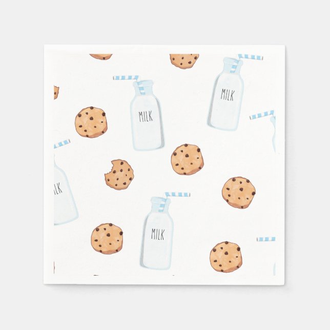 Guardanapo De Papel Aniversário Azul de Leite e Biscoitos (Frente)