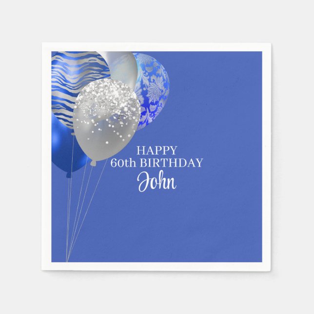 Guardanapo De Papel Aniversário Azul do Homem  (Frente)