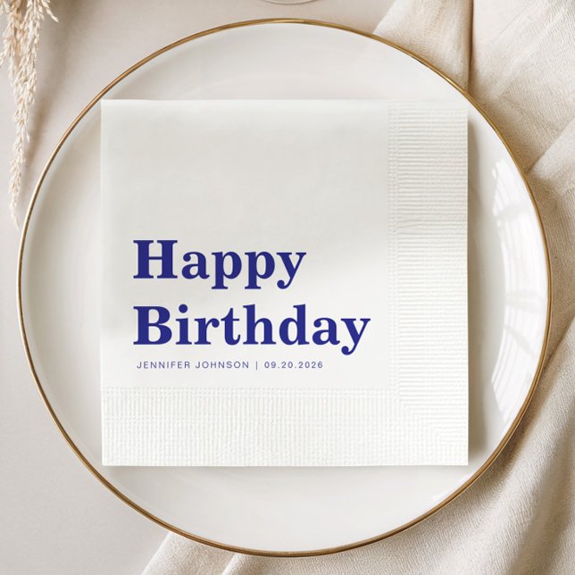 Guardanapo De Papel Aniversário Azul Marinho Moderno (Modern Navy Blue Birthday Napkins
)