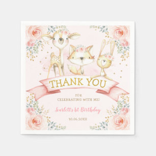 Guardanapo De Papel Aniversário Bonito dos Dourados Animais da Flores