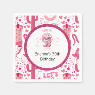 Guardanapo De Papel Aniversário bonito Rosa e Glitter