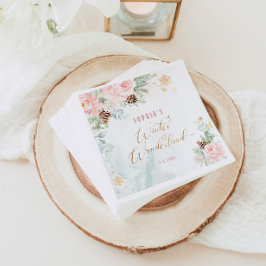 Guardanapo De Papel Aniversário brilhante da Maravilha de inverno rosa